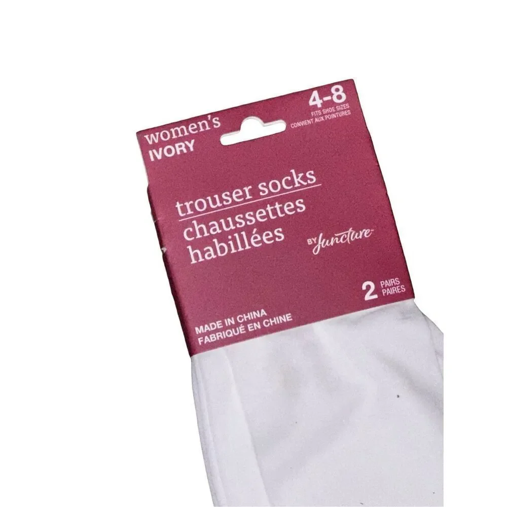 New With Tags‎ women Junction 2 pairs Trouser Socks size 4-8 ivory color